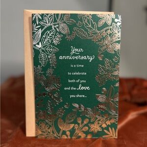 Elegant Green and Gold Anniversary Card (for a couple)
